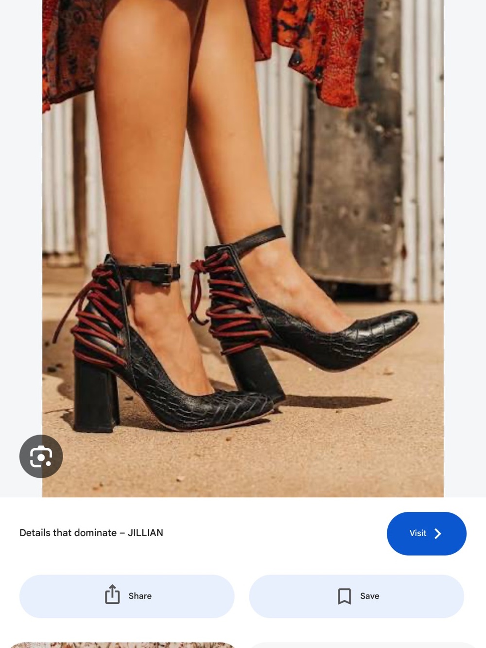 Freebird Randi - Black Croc Block Heels with Maroon Lace Details